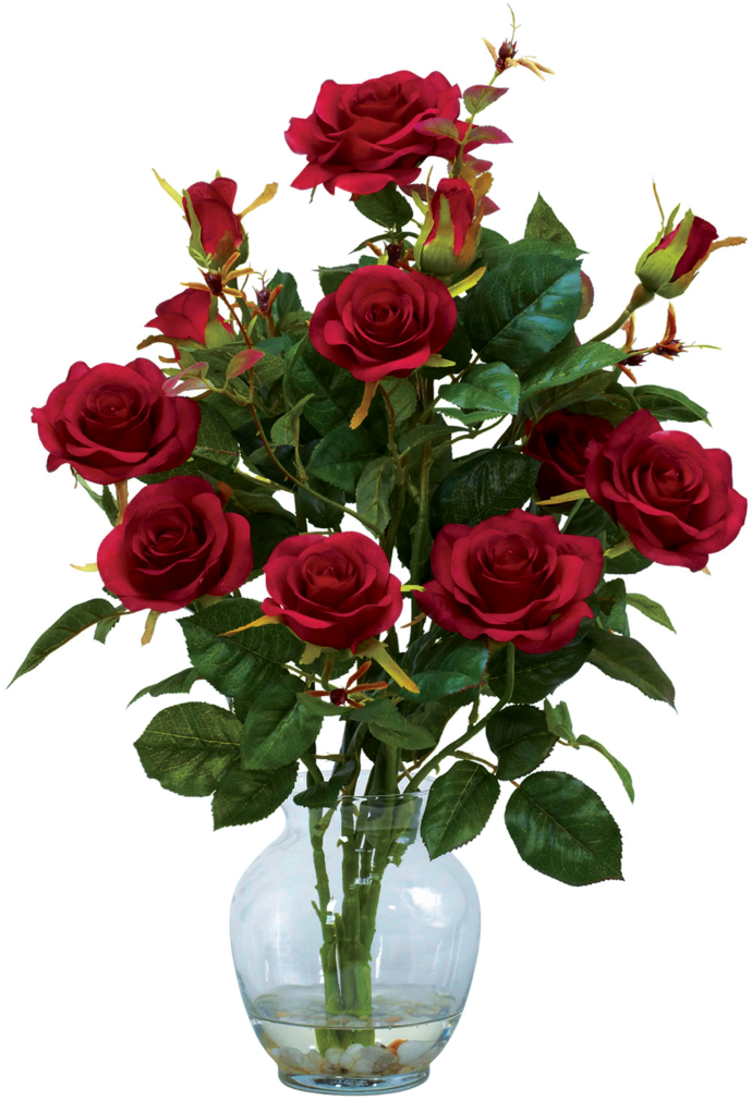 Rose Bush Clipart Flowering Plant - Nearly Natural Rose Bush W/vase Silk Flower Arrangement - Transparent PNG Free Download