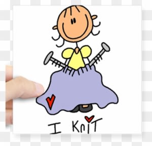 I Knit Stick Figure Square Sticker - Knit Tote Bag, Adult Unisex, Natural - Transparent PNG Free Download