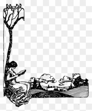 Lady Reading A Book In Nature Vector Drawing Public - Ff Reading Library Books And Gardening Tee T-shirt - Transparent PNG Free Download