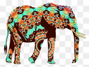 Animal Elephant Zoo Zoo Animals Wild Natur - Cool Orange,brown And Turquoise Elephant Throw Blanket - Transparent PNG Free Download