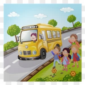 Illustration Of Kids And School Bus In Nature Poster - School Bus Picnic - Transparent PNG Free Download