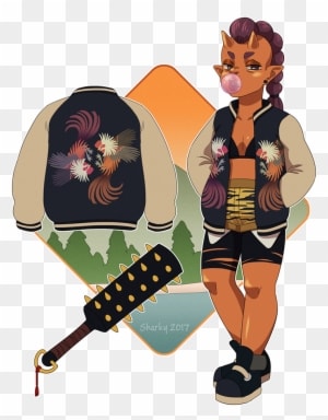 She Spends Her Free Time Playing Video Games, Designing - Oni - Transparent PNG Free Download