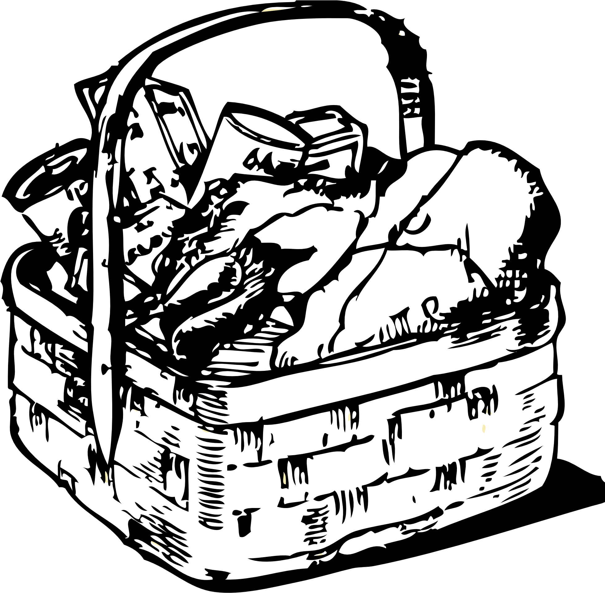 Picnic Basket Clipart Black And White Clipartfox - Food Basket Black And White - Transparent PNG Free Download