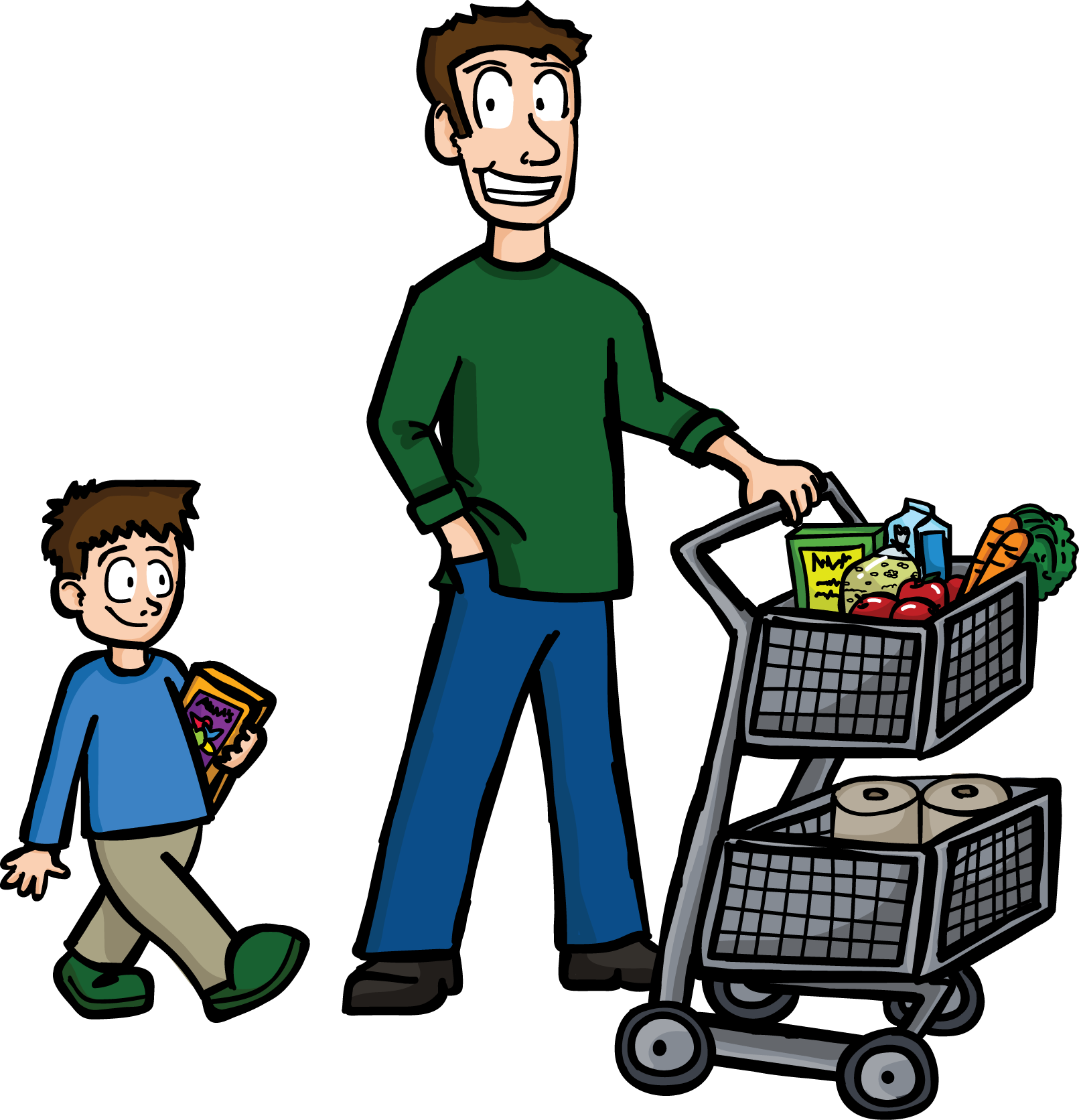 Shopping Dad - Clipart Buying Food - Transparent PNG Free Download