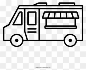 Food Truck Coloring Page - Food Truck Drawing Simple - Transparent PNG Free Download