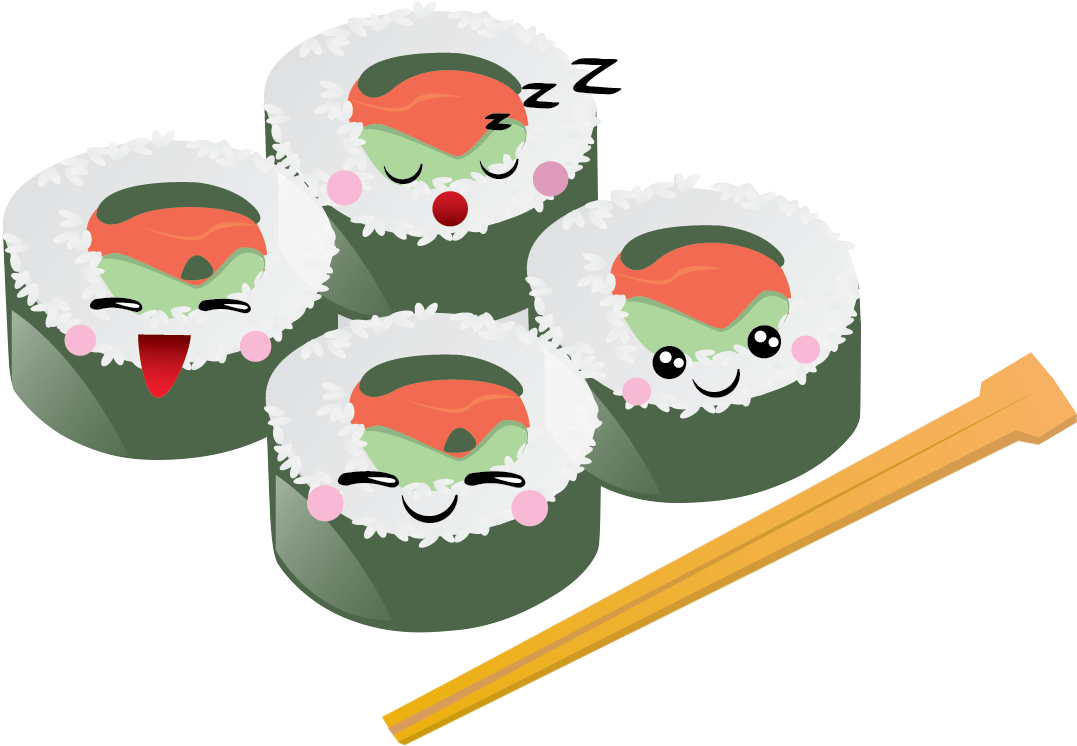 Free To Use &, Public Domain Sushi Clip Art - Kawaii Food Shower Curtain - Transparent PNG Free Download