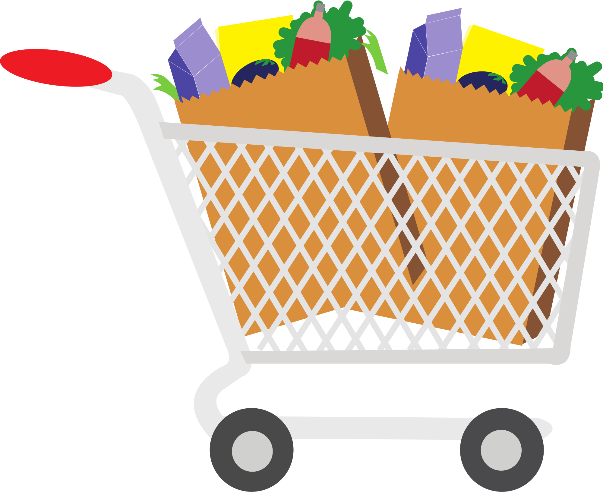 Grocery Goods Clip Art - Shopping Cart With Food Clipart - Transparent PNG Free Download