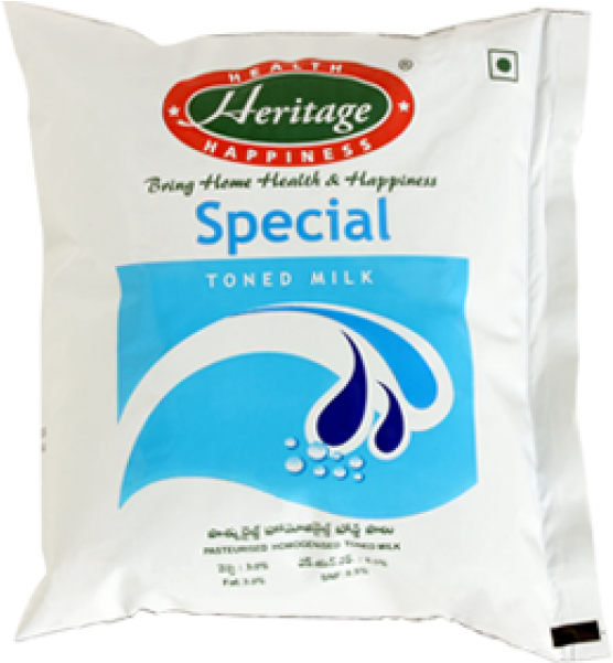 Buy Heritage Special Toned Milk 500ml Pouch At Online - Heritage Foods India Ltd - Transparent PNG Free Download
