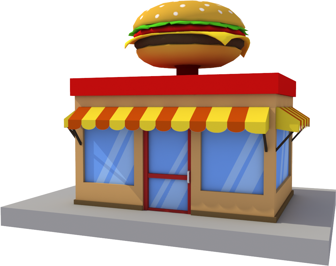 Cartoon Fast Food Building - Transparent PNG Free Download