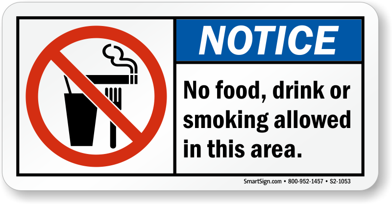 No Food Drink Smoking Notice Sign - No Food Or Drink Or Smoking Sign - Transparent PNG Free Download