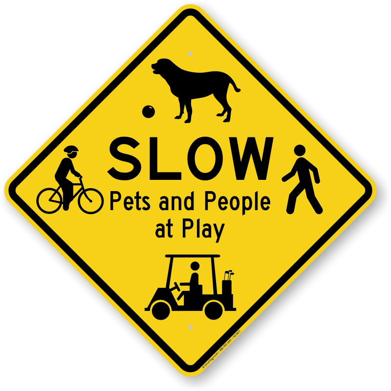 Slow Pets And People At Play Traffic Sign - Slow Moving Vehicle Sign - Transparent PNG Free Download