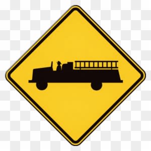 Fire Engine Crossing Sign - Emergency Vehicle Warning Signs - Transparent PNG Free Download