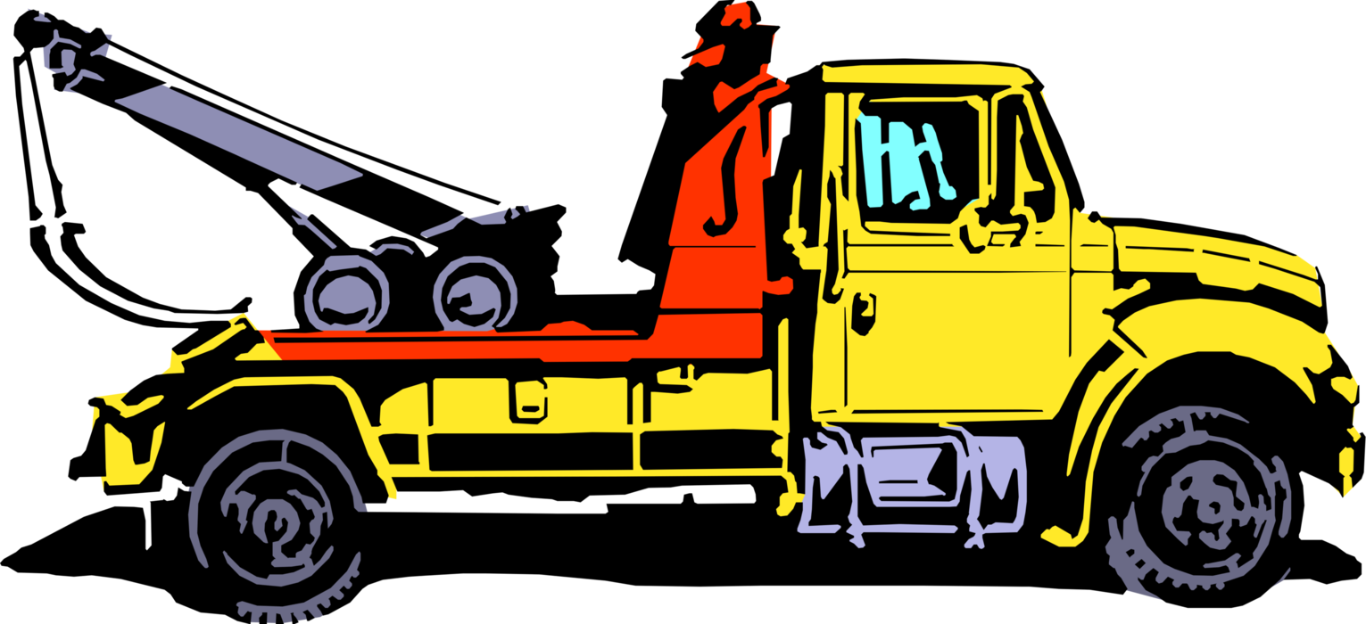 Vector Illustration Of Tow Truck Wrecker Recovery Vehicle - Tow Truck Clip Art - Transparent PNG Free Download