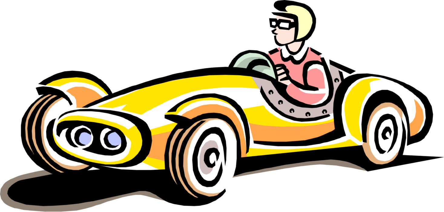 Vector Illustration Of Vintage Race Car Automobile - Yellow Race Car Clipart - Transparent PNG Free Download