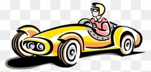 Vector Illustration Of Vintage Race Car Automobile - Yellow Race Car Clipart - Transparent PNG Free Download