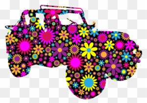 Car Jeep Vehicle Drawing Silhouette - Bold Graphic Flower Illustrations Vector - Transparent PNG Free Download