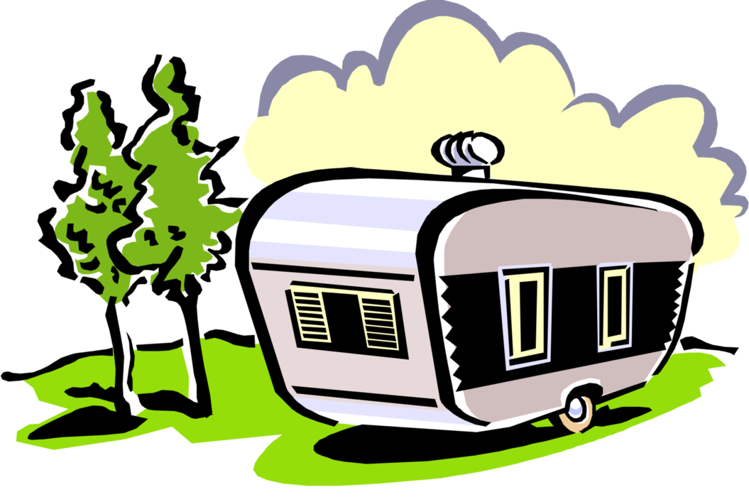 Vector Illustration Of Recreational Vehicle Camping - Camper Clipart - Transparent PNG Free Download