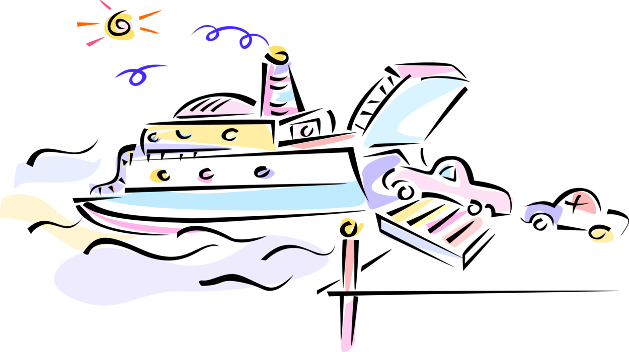 Vector Illustration Of Ferry Or Ferryboat Watercraft - Vector Illustration Of Ferry Or Ferryboat Watercraft - Transparent PNG Free Download