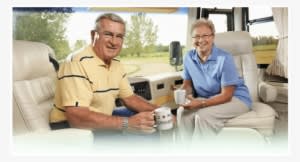 Happy Old Couple In A Mobile Home - Recreational Vehicle - Transparent PNG Free Download