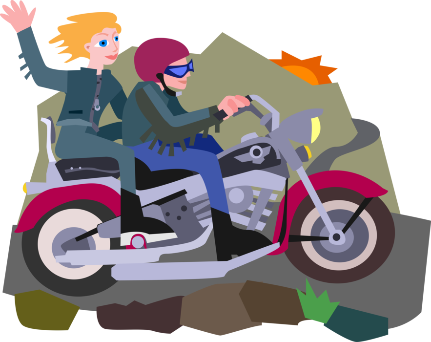 Vector Illustration Of Riders Ride Motorcycle Or Motorbike - Motorcycle - Transparent PNG Free Download