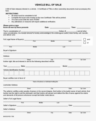 13 Georgia Vehicle Bill Of Sale - Transparent PNG Free Download