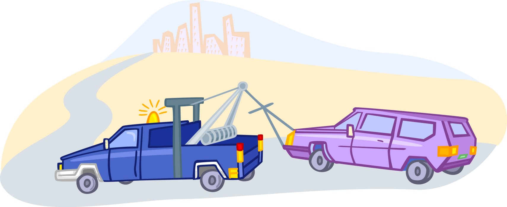 Vector Illustration Of Tow Truck Wrecker Recovery Vehicle - Transparent PNG Free Download