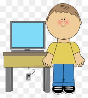 Clipart Of A Boy Using Computer Classroom Technology - My Cute Graphics Computer - Transparent PNG Free Download