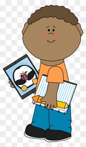 Technology Kids Clip Art - Boy With Books Clipart - Transparent PNG Free Download