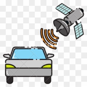 Dashed Line Car Transportation With Satellite Global - Dashed Line Car Transportation With Satellite Global - Transparent PNG Free Download