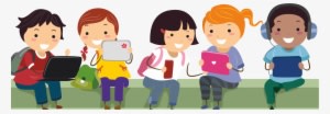 Hand Held Learning Apps Send Dunham On - Kids Using Technology Cartoon - Transparent PNG Free Download
