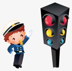 Clip Art Black And White Traffic Burglar Transprent - Police And Traffic Light Cartoon - Transparent PNG Free Download