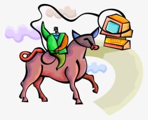 Vector Illustration Of Businessman On Wall Street Bull - Cartoon - Transparent PNG Free Download