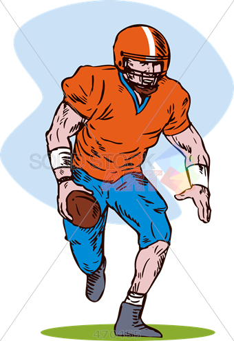Stock Illustration Of Old Fashioned Cartoon Rendering - Football Player - Transparent PNG Free Download