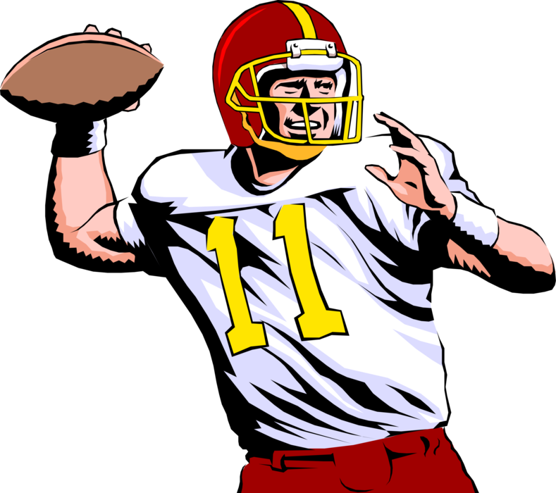 Quarterback Throws Pass In Football Game - Playing American Football Clipart - Transparent PNG Free Download