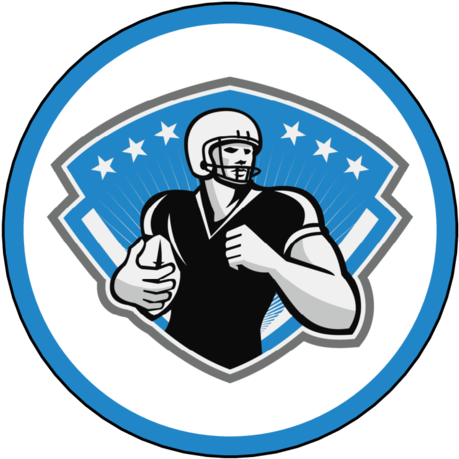 Team Blue Football Circle Label - American Football Running Back Crest Grayscale Card - Transparent PNG Free Download
