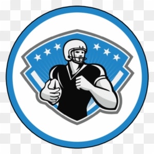 Team Blue Football Circle Label - American Football Running Back Crest Grayscale Card - Transparent PNG Free Download