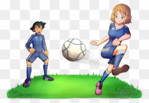 [comm] Serena And Ash Playing Soccer By Ipokegear - Ash Ketchum Playing Football - Transparent PNG Free Download