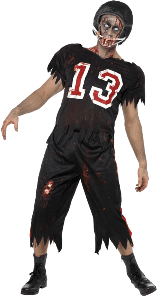 High School Zombie Footballer Costume - American Football Fancy Dress - Transparent PNG Free Download