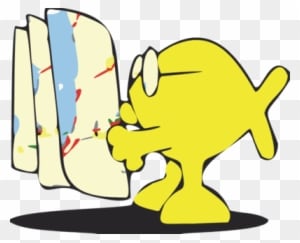 Road Map Clipart Clip Art Hd - Fish Reading Map - Transparent PNG Free Download