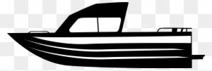 Black And White Fishing Boat Clipart - Transparent PNG Free Download