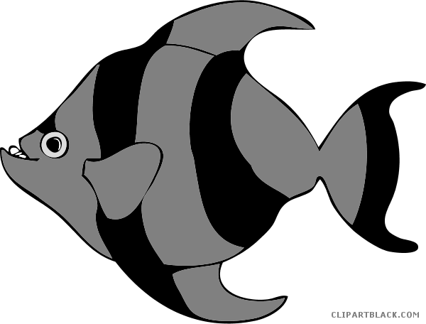 Tropical Fish Animal Free Black White Clipart Images - Large Pictures Of Cartoon Fish - Transparent PNG Free Download