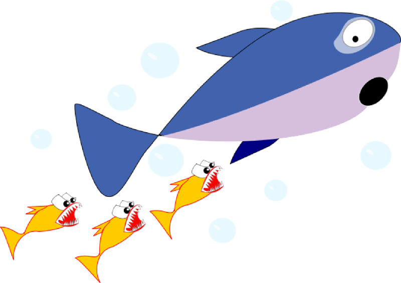 Shark Clipart Foca - Shark Chasing Fish Cartoon - Transparent PNG Free Download