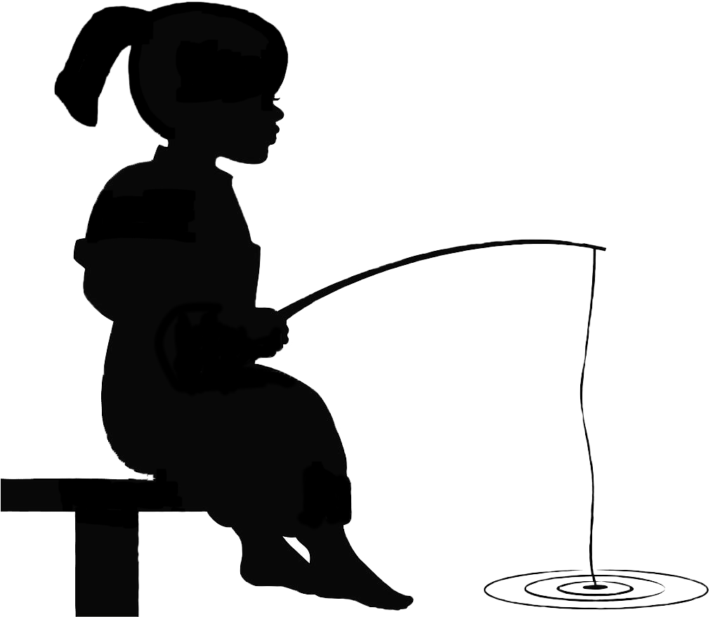 Girl Fishing Silhouette - Little Boy Fishing - Transparent PNG Free Download