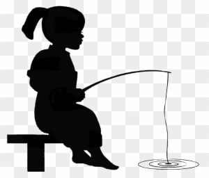 Girl Fishing Silhouette - Little Boy Fishing - Transparent PNG Free Download