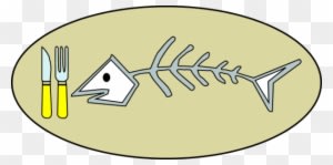 Fish Bones On Plate Clipart - Fish Bone With Clip Art Black And White - Transparent PNG Free Download