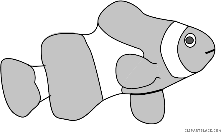 Fish Animal Free Black White Clipart Images Clipartblack - Clown Fish Shower Curtain - Transparent PNG Free Download