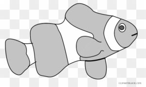 Fish Animal Free Black White Clipart Images Clipartblack - Clown Fish Shower Curtain - Transparent PNG Free Download
