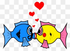 Two Kissing Fish Clipart - Fish In Love Clipart - Transparent PNG Free Download