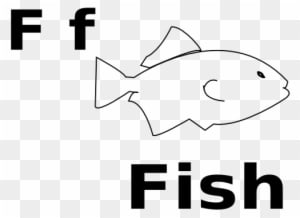 F For Fish Black White Line Art 555px - F Is For Fish Coloring Pages - Transparent PNG Free Download