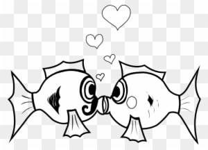 Fish Love Sheet Page Black White Clipartist - 2 Fish Clipart Black And White - Transparent PNG Free Download